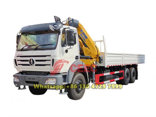 Beiben 6×4 truck mounted knuckle boom crane